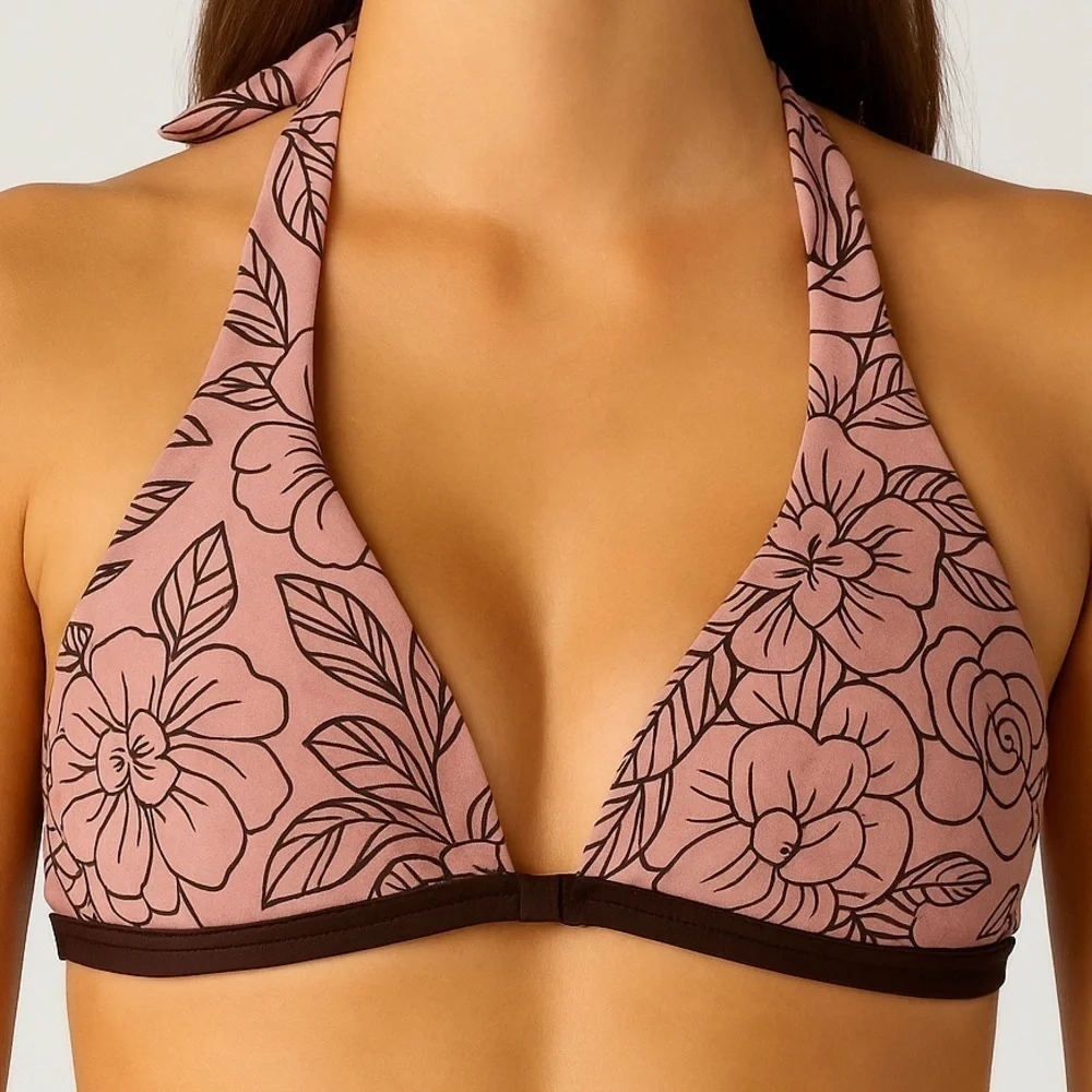 Baltex Floral Halter Bikini Top and Bottoms